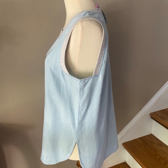 Loue & Grey Chambray Ribtrim Tencil Tank - Picture 6 of 8